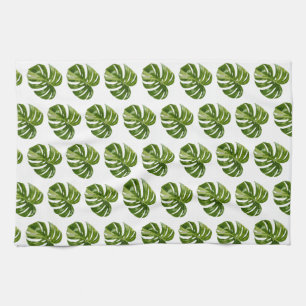 Monstera Albo Tropical Kitchen Decor Tea Towel