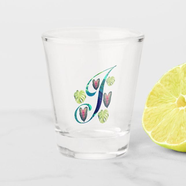Monstera Alphabet "J"  Shot Glass (Front)