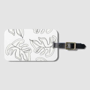 Monstera Black White Botanical Wedding Luggage Tag