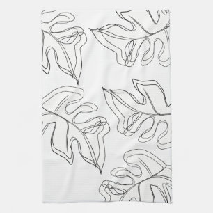 Monstera Black White Botanical Wedding Tea Towel