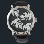 Monstera Black White Botanical Wedding Watch<br><div class="desc">Hand Drawn Monstera Leaf Illustration for Wedding</div>