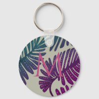 Monstera button keychain