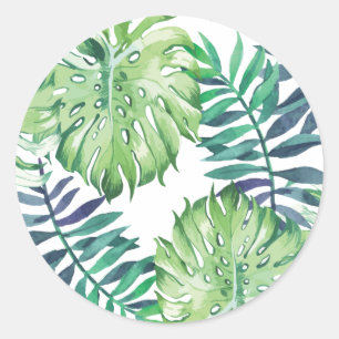 Monstera Deliciosa Hawaiian Island Tropics Leaves Classic Round Sticker