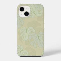 Monstera foliage in soft green