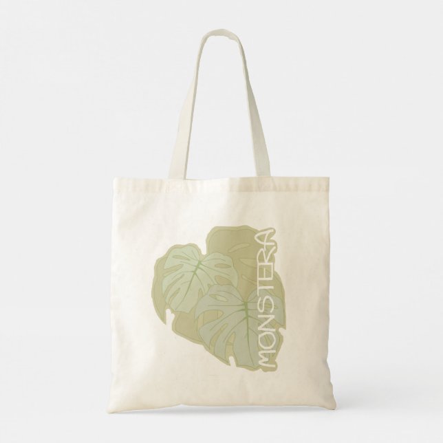 Monstera foliage in soft green Tote Bag (Back)
