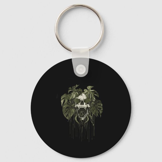 Monstera Funny Skull Plant Lover Nge Gardener Wome Key Ring (Front)