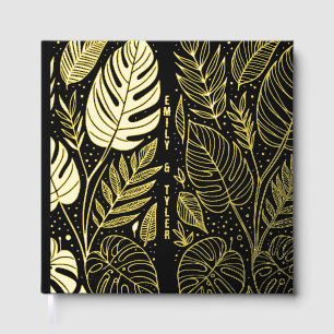 Monstera Gold Foliage Wedding  Guest Book