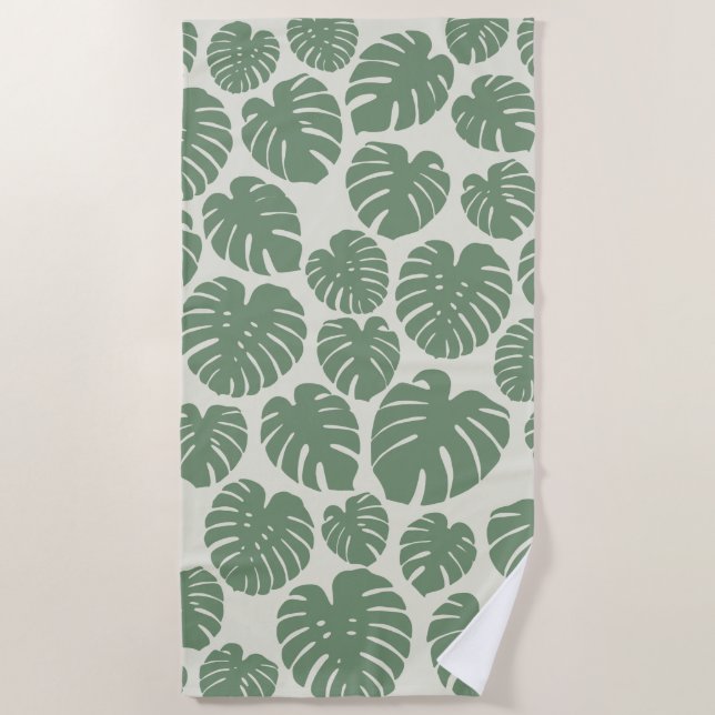Monstera - Green Beach Towel (Front)