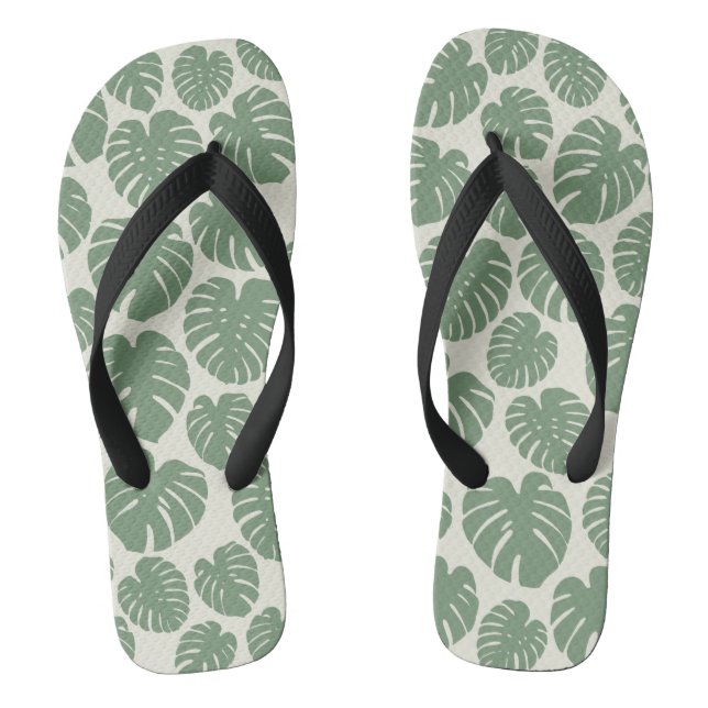 Monstera - Green Flip Flops (Footbed)