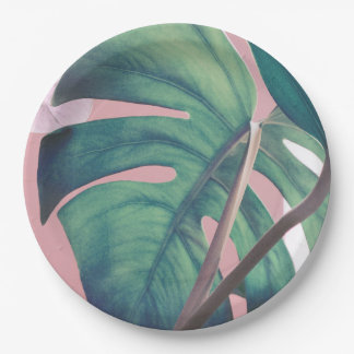 Monstera Green Leaf Paper Plate