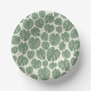 Monstera - Green Paper Plate
