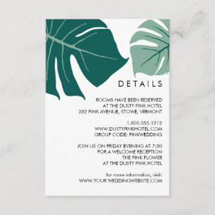 Monstera Green Tropical Wedding Guest Details Enclosure Card
