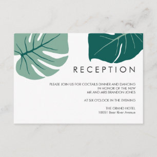 Monstera Green WEDDING Reception Enclosure Card