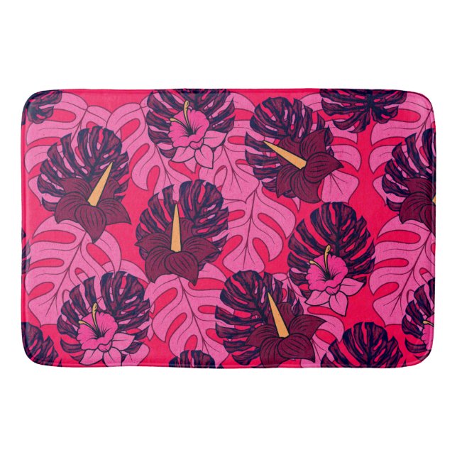 Monstera Hibiscus Spa Bath Mat (Front)