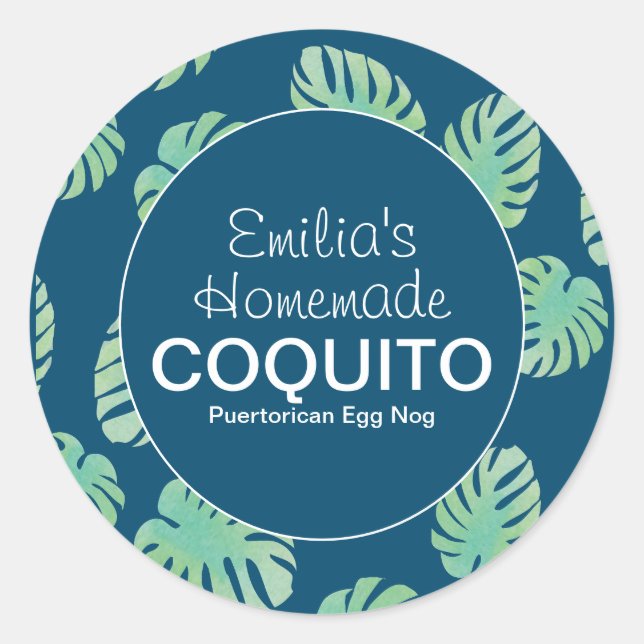 Monstera Homemade Coquito Drink Classic Round Sticker (Front)