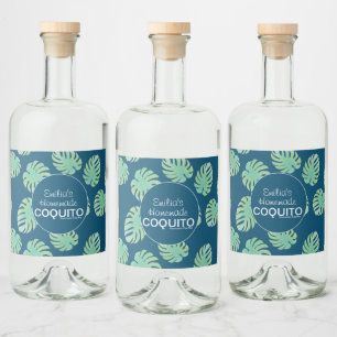 Monstera Homemade Coquito Recipe Business Branding Liquor Bottle Label