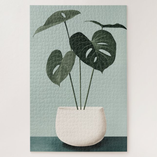 Monstera in a White Pot Jigsaw Puzzle (Vertical)