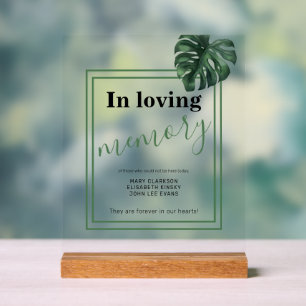 Monstera In loving memory Wedding Acrylic sign 