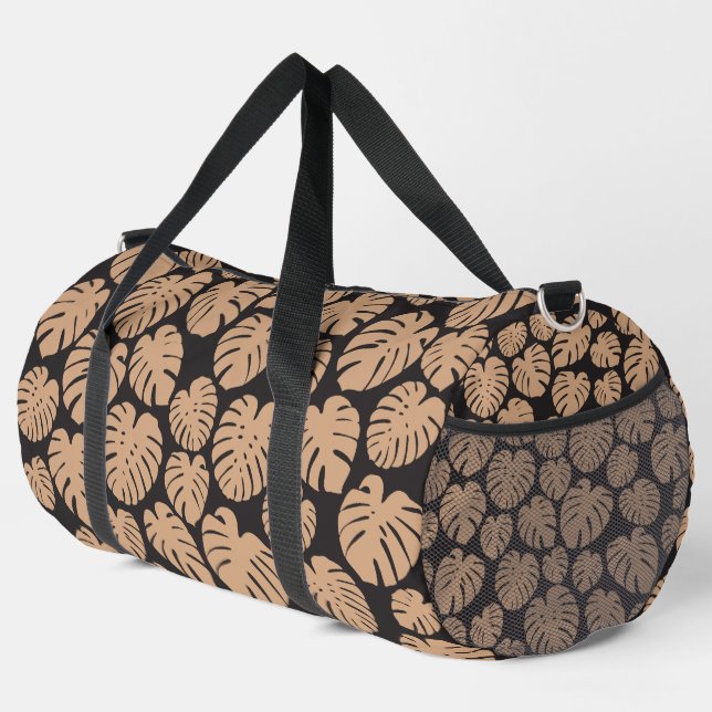 Monstera in Tan and Black Duffle Bag (Right Corner)