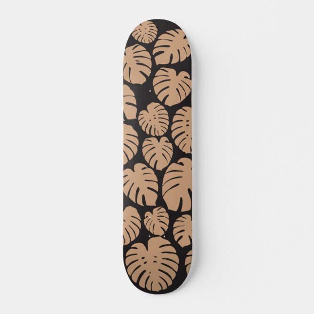 Monstera in Tan and Black Skateboard (Front)