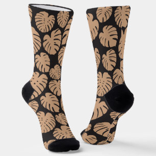 Monstera in Tan and Black Socks
