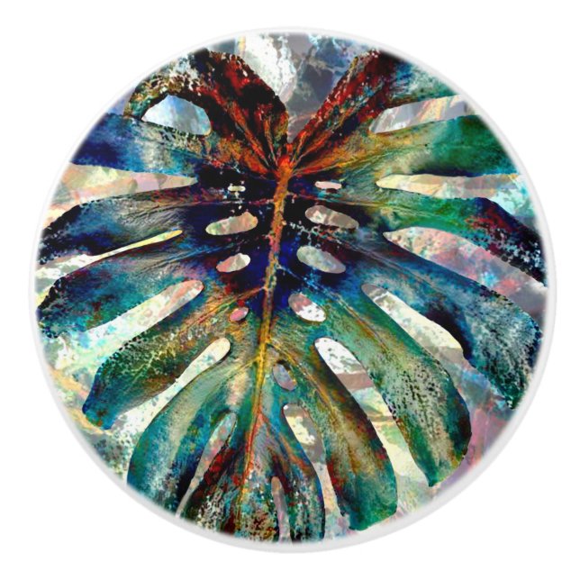 Monstera Jungle Ceramic Knob (Front)
