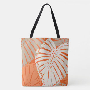 Monstera Jungle Hawaiian Tropical Leaves - Orange Tote Bag