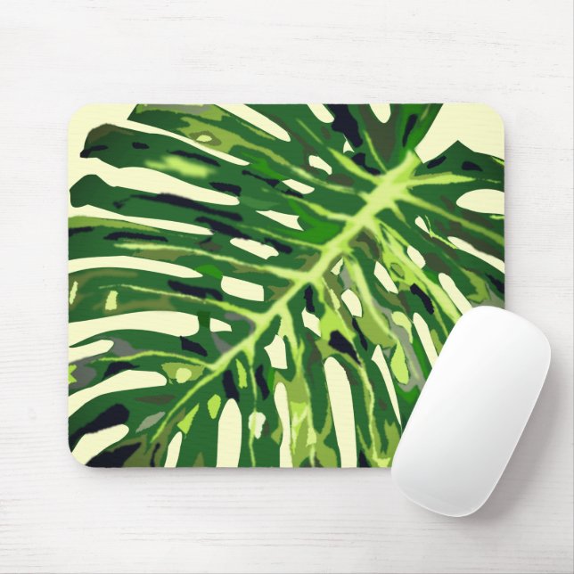 Monstera Leabes Mouse Pad (With Mouse)