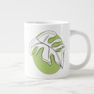 Monstera Leaf Abstract Plant Illustration Green Large Coffee Mug