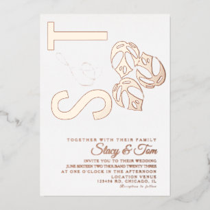 Monstera Leaf Ampersand Wedding Pressed