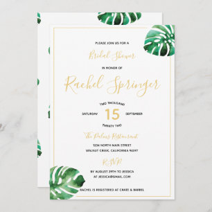 Monstera Leaf Bridal Shower Invitation