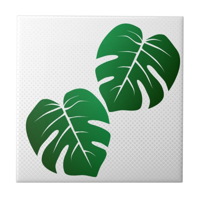 Monstera Leaf Design Ceramic Tile (Front)