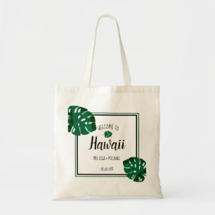 Monstera Leaf Destination Wedding Welcome Tote Bag
