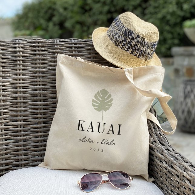 Monstera Leaf Destination Wedding Welcome Tote Bag (Creator Uploaded)