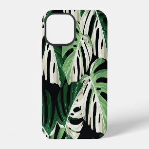 Monstera Leaf Exotic Black Pattern iPhone 12 Case
