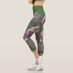 Monstera Leaf Greenery Plant Capri Leggings