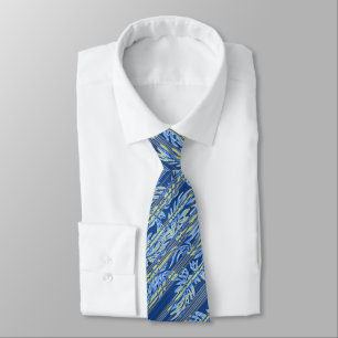 Monstera Leaf Hawaiian Stripe Two-sided Printed Tie