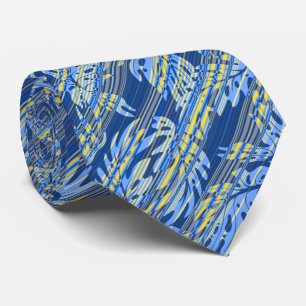 Monstera Leaf Hawaiian Stripe Two-sided Printed Tie