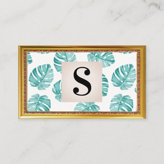 Monstera Leaf Pattern Business Card (Front)