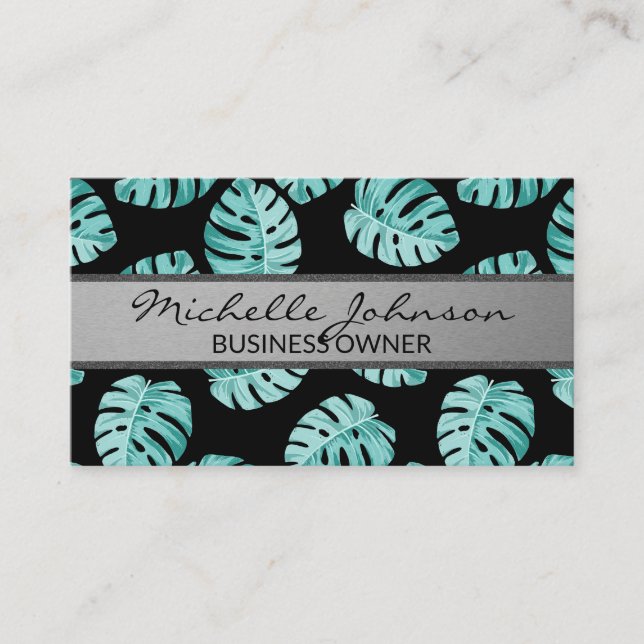 Monstera Leaf Pattern Business Card (Front)
