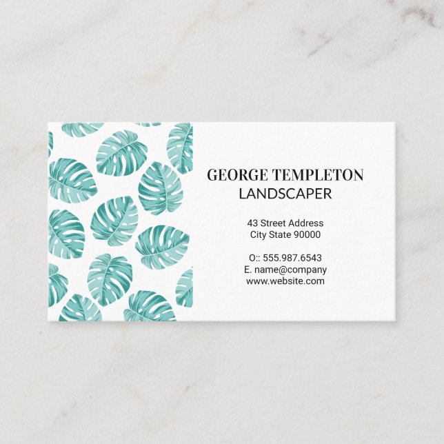 Monstera Leaf Pattern Element Business Card (Front)