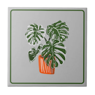 Monstera Leaf Plant Ceramic Title Ceramic Tile