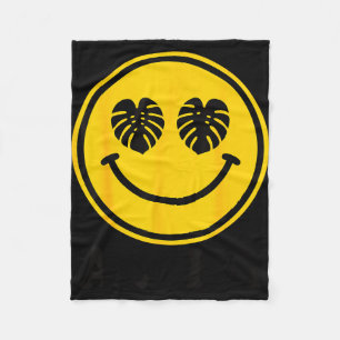 Monstera leaf smile aloha hawaii beach tropical fleece blanket