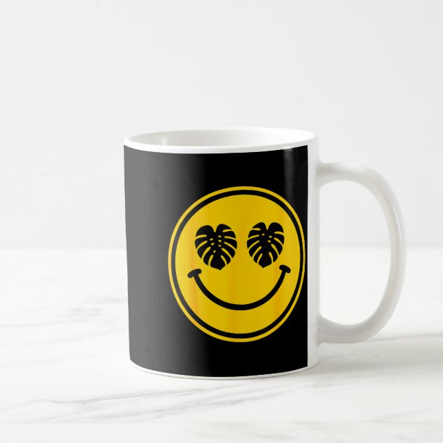 Monstera leaf smile tropical beach summer ocean coffee mug (Right)