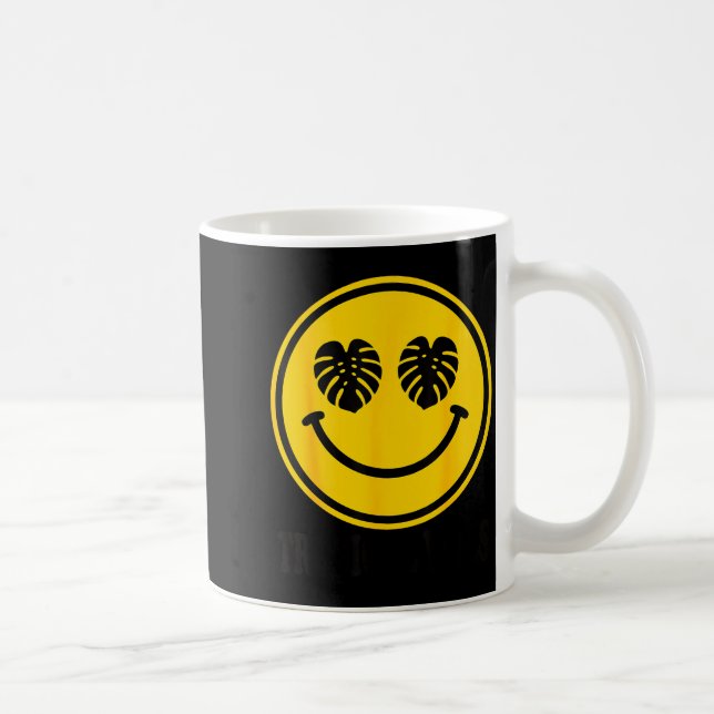 Monstera leaf smile tropical vibes beach summer coffee mug (Right)