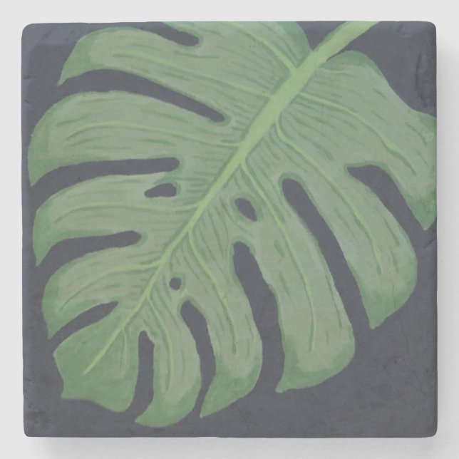 Monstera Leaf Stone Coaster (Front)