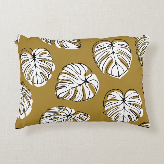 Monstera Leaf, Textile Seamless Pattern. Decorative Cushion (Front)