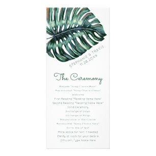 Monstera Leaf Topical Wedding Program Rack Card