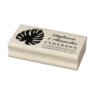 Monstera Leaf Tropical Modern Return Address Stamp