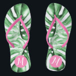 Monstera Leaf Tropical Monogram Flip Flops<br><div class="desc">Beautiful tropical monogram flip flops are a stylish and functional thank you gift for bridesmaids,  party guests,  teachers,  mothers and more. Need help personalising? Message me!</div>